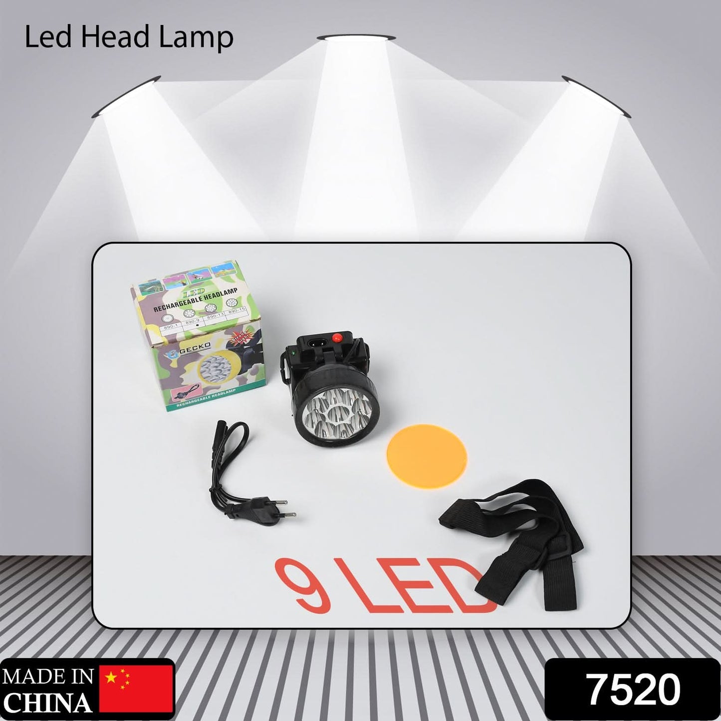Head Lamp 9 Led Long Range Rechargeable Headlamp Adjustment Lamp