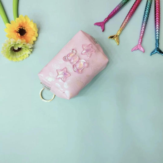 A stylish 2in1 keychain and Coin pouch (pink) - HalfPe