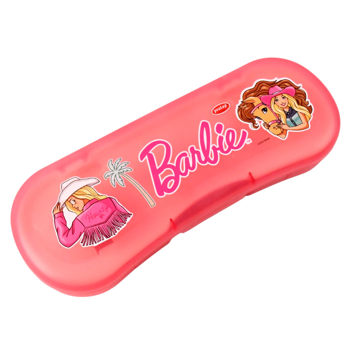 Cute Cartoon Printed Plastic Compass Box for Kids Durable & Lightweight Pencil Box with Dual-Layer Tray(1 Pc)