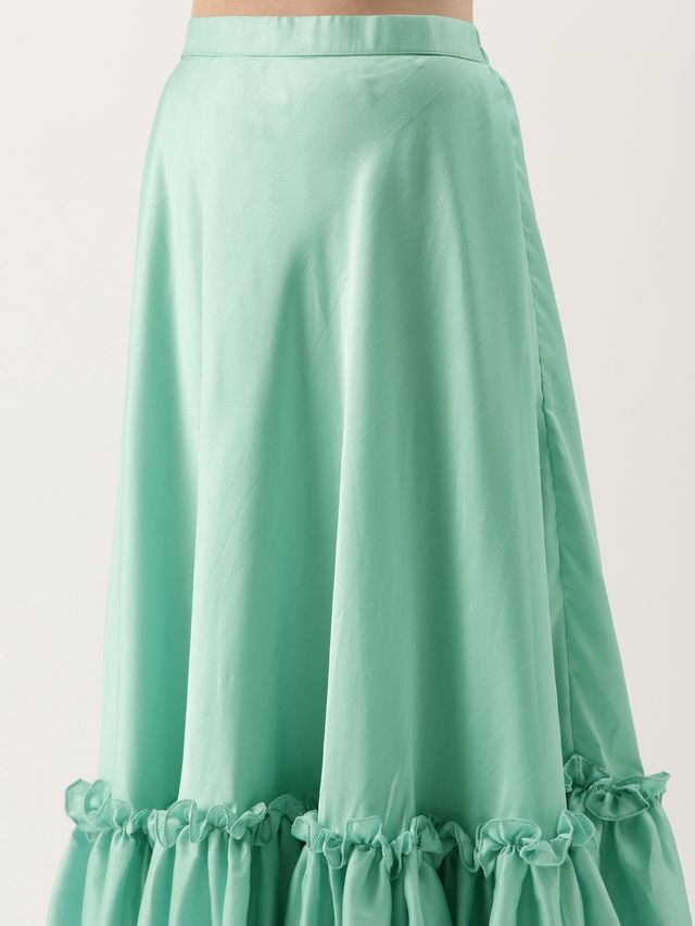 Bollywood Vogue Ready To Wear Light Sea Green Net Skirt Set