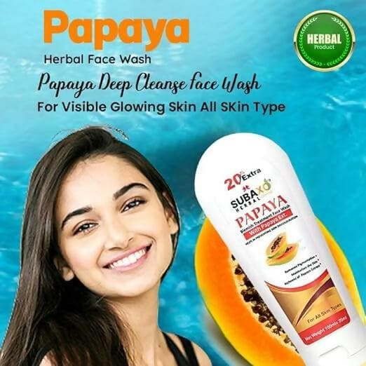 SUBAXO Papaya Herbal Face Wash Remove Pigmentation & Moisturizes The Skin (120ml) - HalfPe