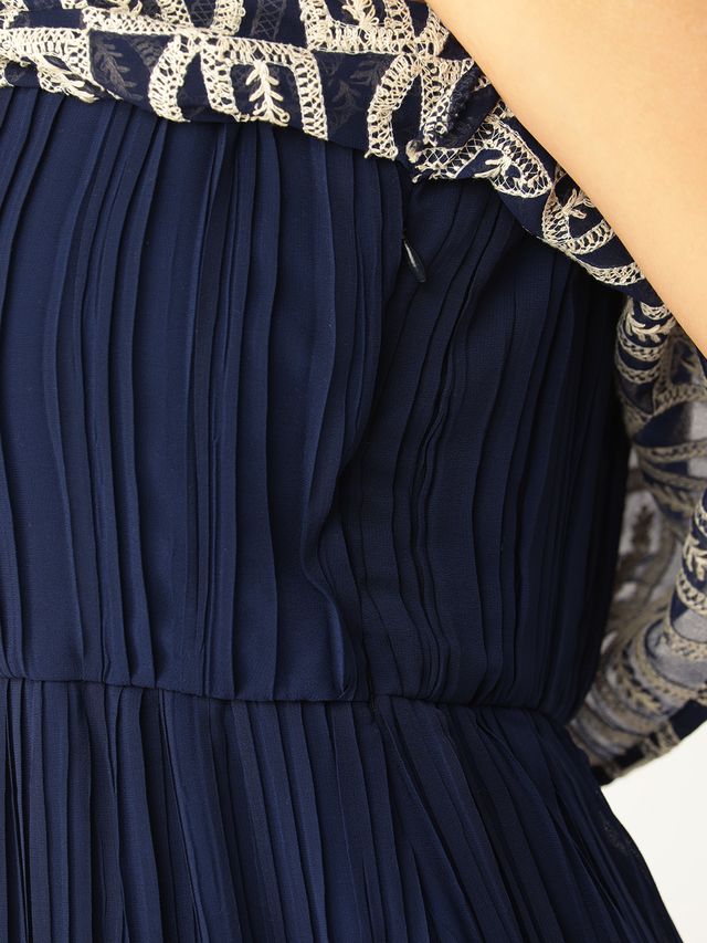 Bollywood Vogue Ready To Wear Dark Blue Embroidered Georgette Dress