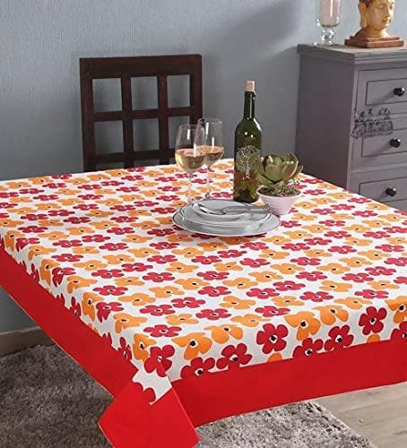 Lushomes Dining Table Cover 8 Seater, Circles Printed Dining Table Cover Cloth Linen (Single piece, 60x180 inches) - HalfPe