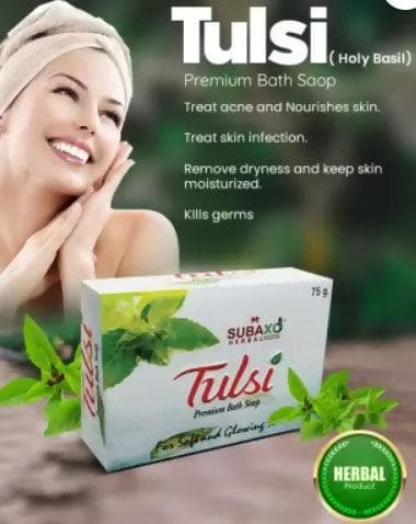 SUBAXO Tulsi Bath Soap Duo Glowing Skin (4x75g,Pack Of 4) - HalfPe