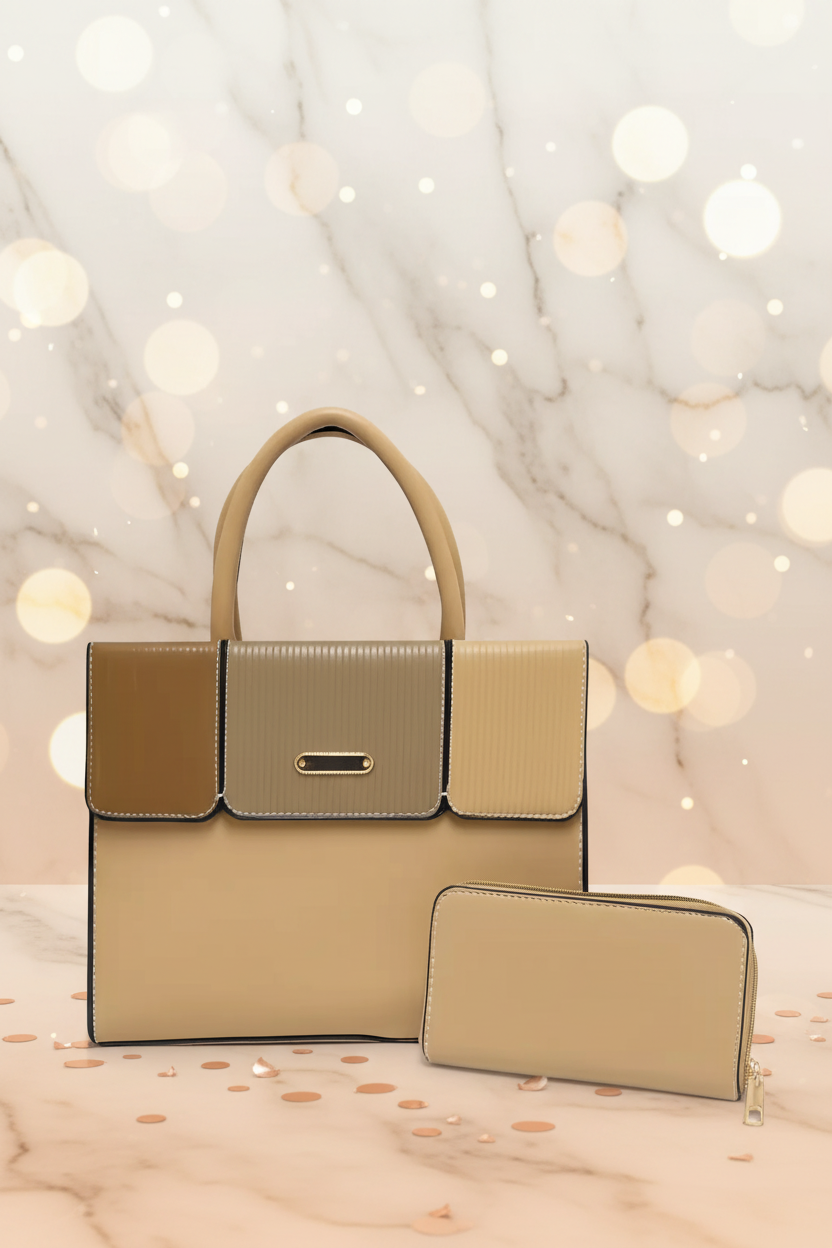 Elegant Striped Flap Top Handle Handbag RAYORA ENTERPRISE