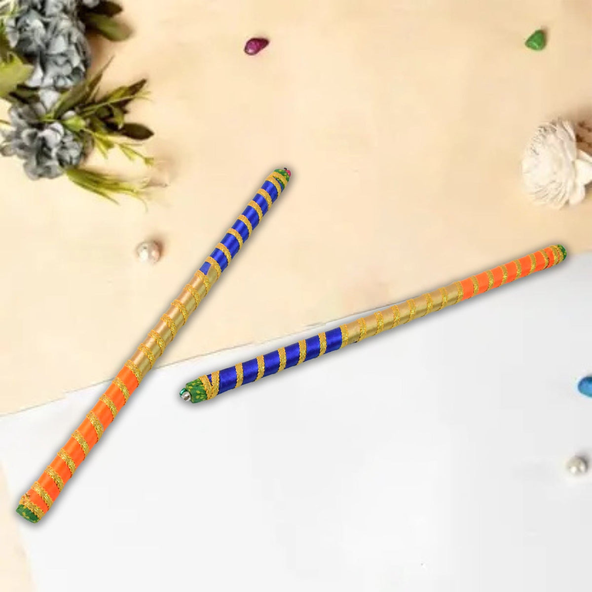 Traditional Decorative Dandiya Sticks Pair For Navratri Garba (2 Pc) HP DD