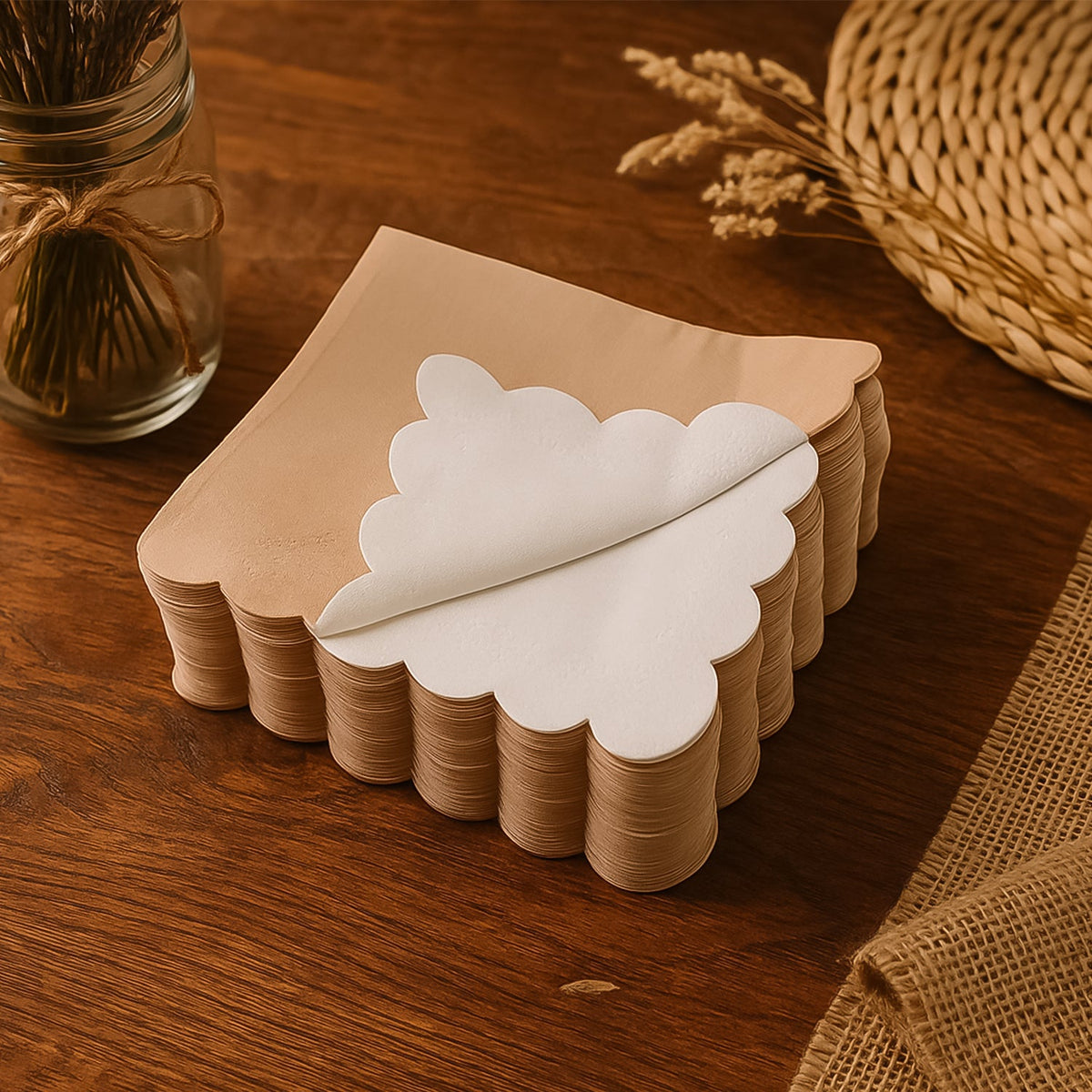Disposable Scalloped Edge Tissue Napkins Set (120 Pc) HP DD