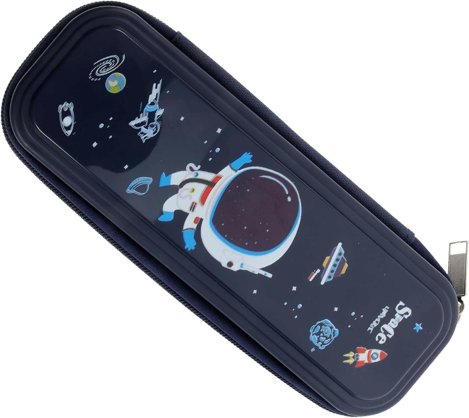 Printed Astronaut Space Hard Top Pencil Case (Navyblue) - HalfPe