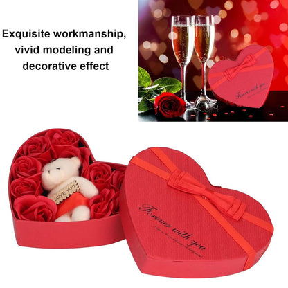 Valentine Gift Box – Teddy Bear & Soap Roses Set