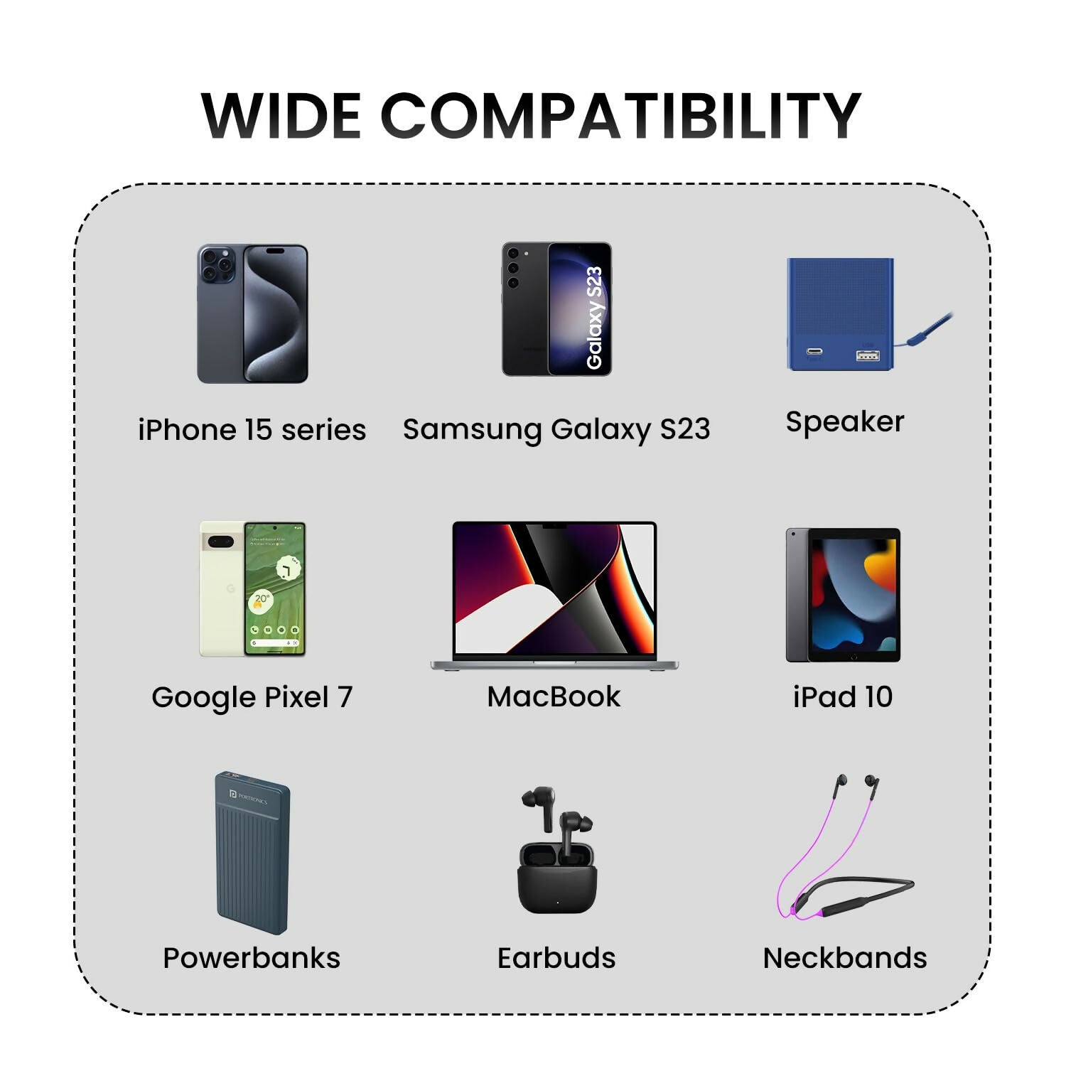 Portronics Konnect X 60W Unbreakable Nylon Braided Cable, 2M Fast Charging Cable For iPhone 15 Series, iPad, Samsung Galaxy (Black) Halfpe Deals