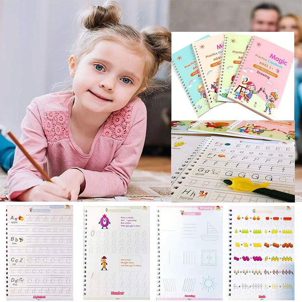 4 Pc Magic Copybook Widely Used By Kids Childrens And Even Adults Also To Write Down Important Things Over It While Emergencies Etc.