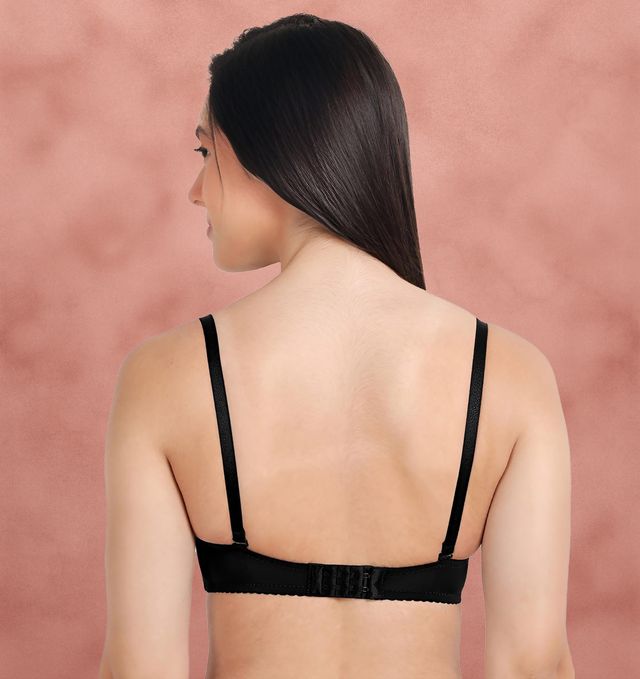Susie 3/4th coverage Black Beauty Bottom Lace Trim With CharmPadded Adjustable Detachable Multiway Wired Bra