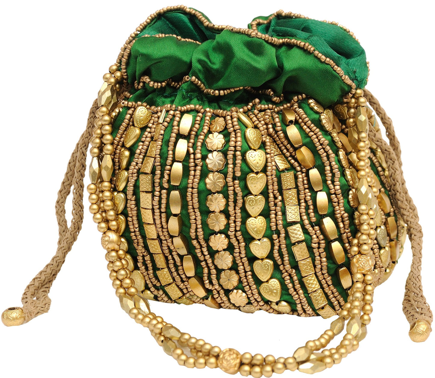 Exotic India Potli Drawstring Bag with Dense Beadwork by Hand