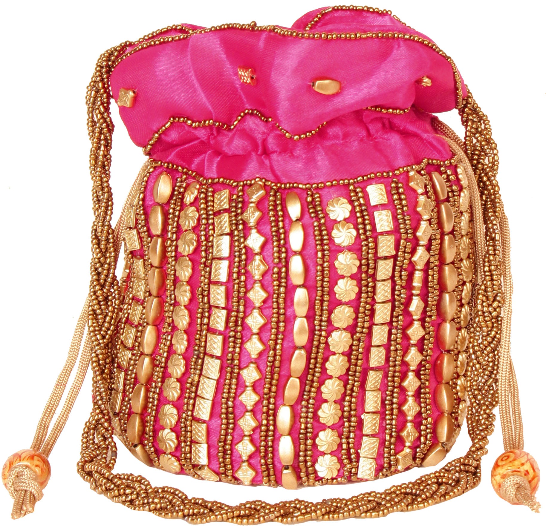 Exotic India Clutch Bag with Densely Embroidered Pearls and Beads