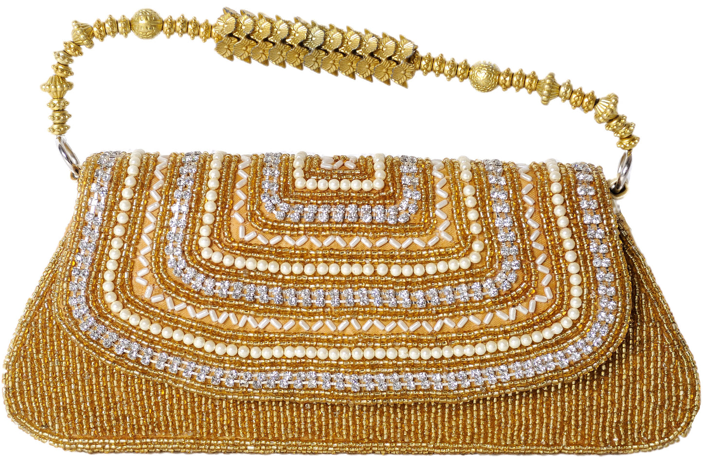 Exotic India Clutch Bag from Jaipur with Crewel Embroidered Flowers and Mirrors