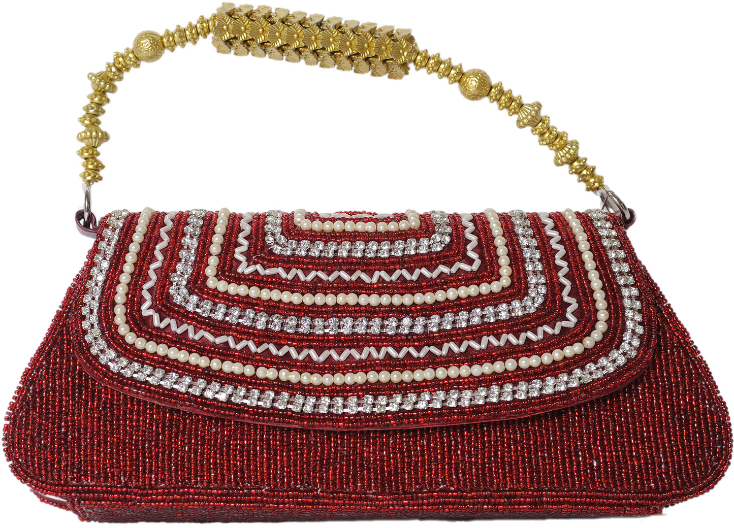 Exotic India Clutch Bag from Jaipur with Crewel Embroidered Flowers and Mirrors