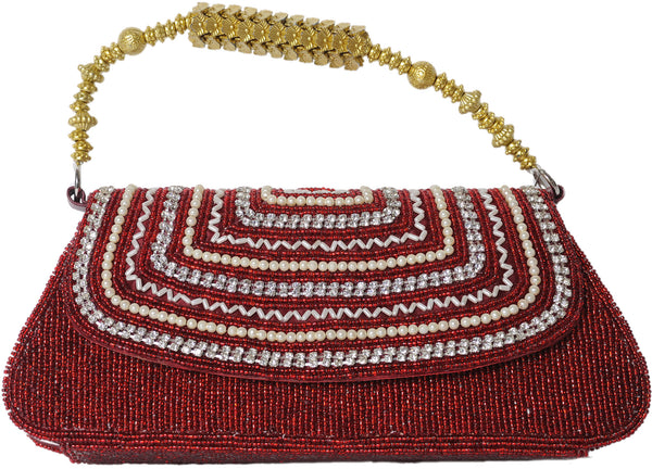 Exotic India Clutch Bag from Jaipur with Crewel Embroidered Flowers and Mirrors