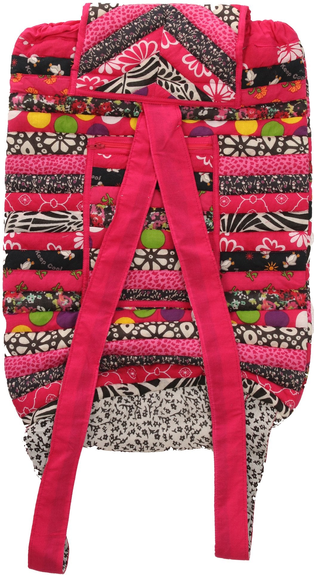 Exotic India Multicolor Floral Printed Backpack from Dehradun with Patchwork 2