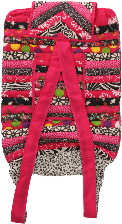 Exotic India Multicolor Floral Printed Backpack from Dehradun with Patchwork 2