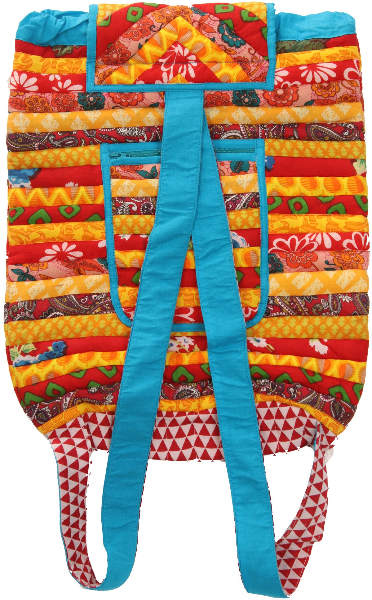 Exotic India Multicolor Floral Printed Backpack from Dehradun with Patchwork 2