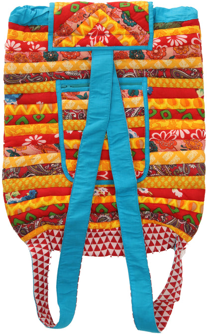 Exotic India Multicolor Floral Printed Backpack from Dehradun with Patchwork 2