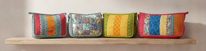 Exotic India Lot of Five Printed Clutch Bags with Patchwork