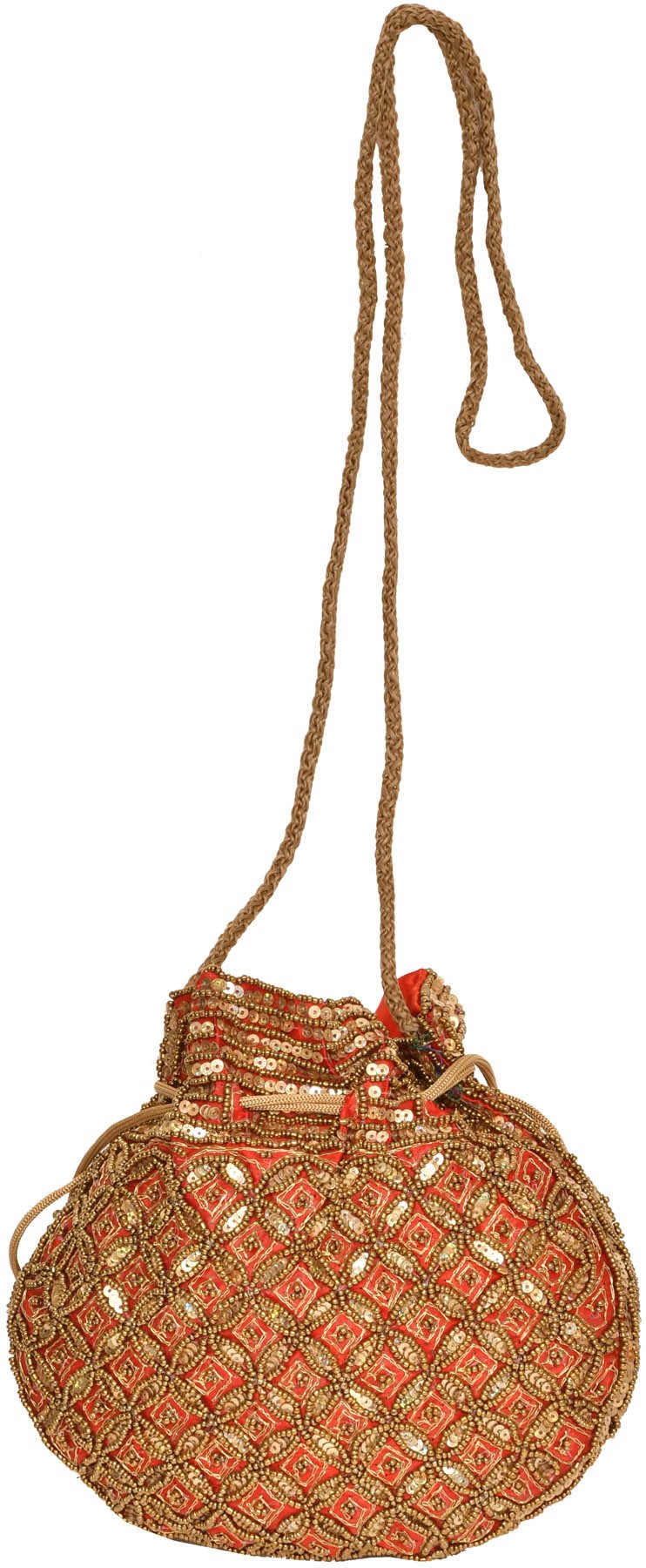 Exotic India Multicolored Embroidered Clutch Bag with Front Flap and Large Mirrors