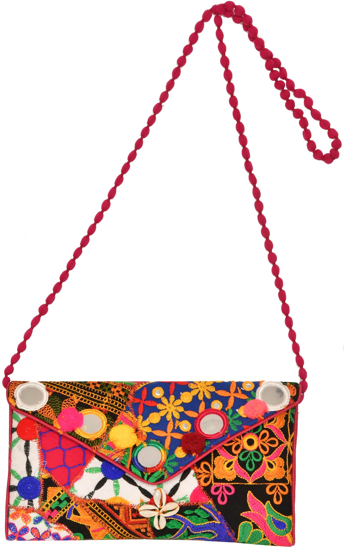 Exotic India Drawstring Potli Bag with golden embroidery and Sequins