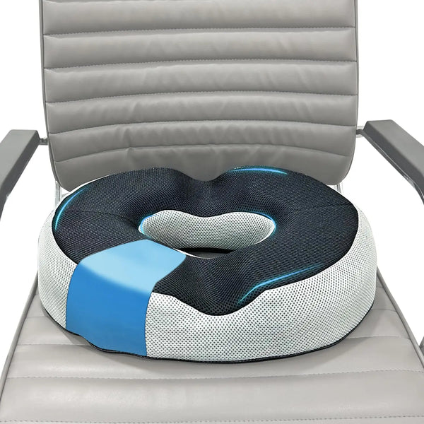 Sleepsia Donut Pillow for Tailbone Pain | Coccyx Seat Cushion for Chair- Car Seat Cushion (Black/Grey,Gel Memory Foam)
