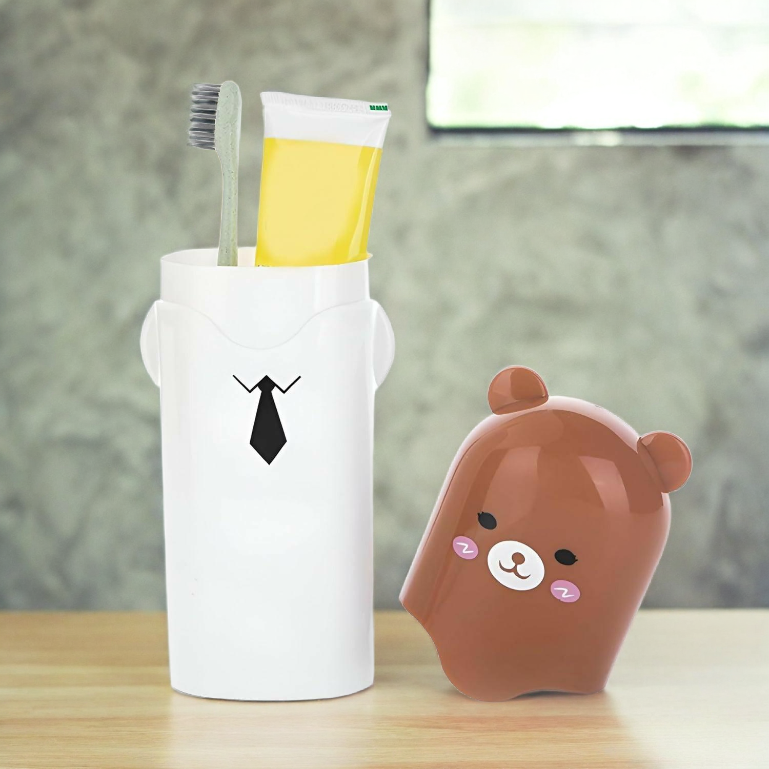 Portable Cartoon Toothbrush Holder for Cute Travel & Camping Storage Case for Bathroom Use INDU FANCY