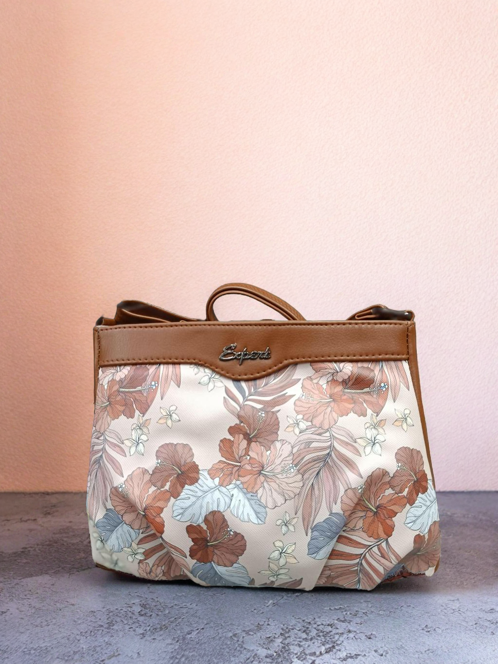 Stylish Floral-Printed Structured Sling Bag for Women (Orange)(TPT) Lucky Bags