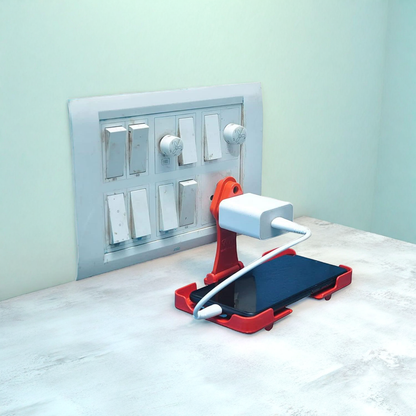 Multi-purpose Wall Holder Stand For Charging Mobile Just Fit In Socket And Hang (Red)
