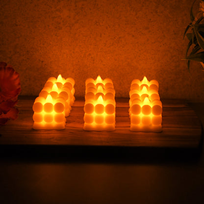 Decorative LED Bubble Candles – Flameless Tealight Candles with Warm Glow for Home (9 Pc  Set)