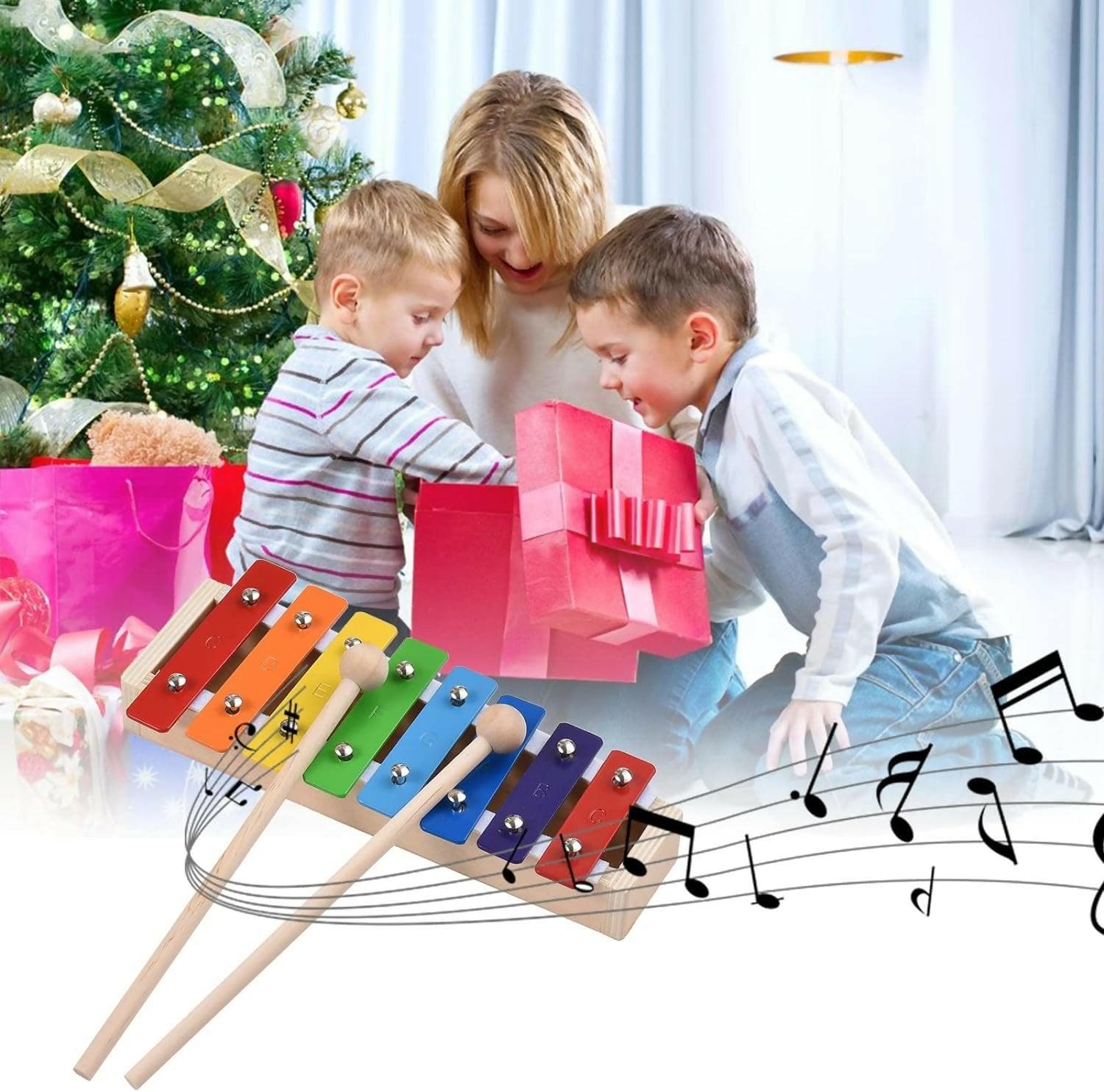 Wooden Xylophone Musical Toy (Multicolor) - HalfPe