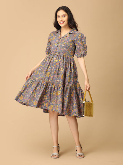 Slate Symphony Maternity and Nursing Dress - DRS - SK - SLTS - S