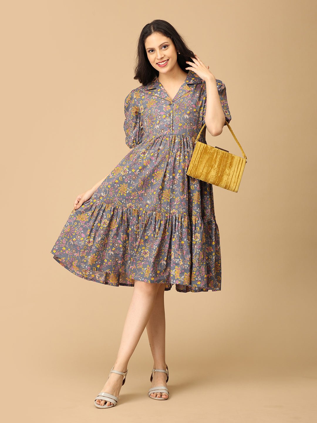 Slate Symphony Maternity and Nursing Dress - DRS - SK - SLTS - S