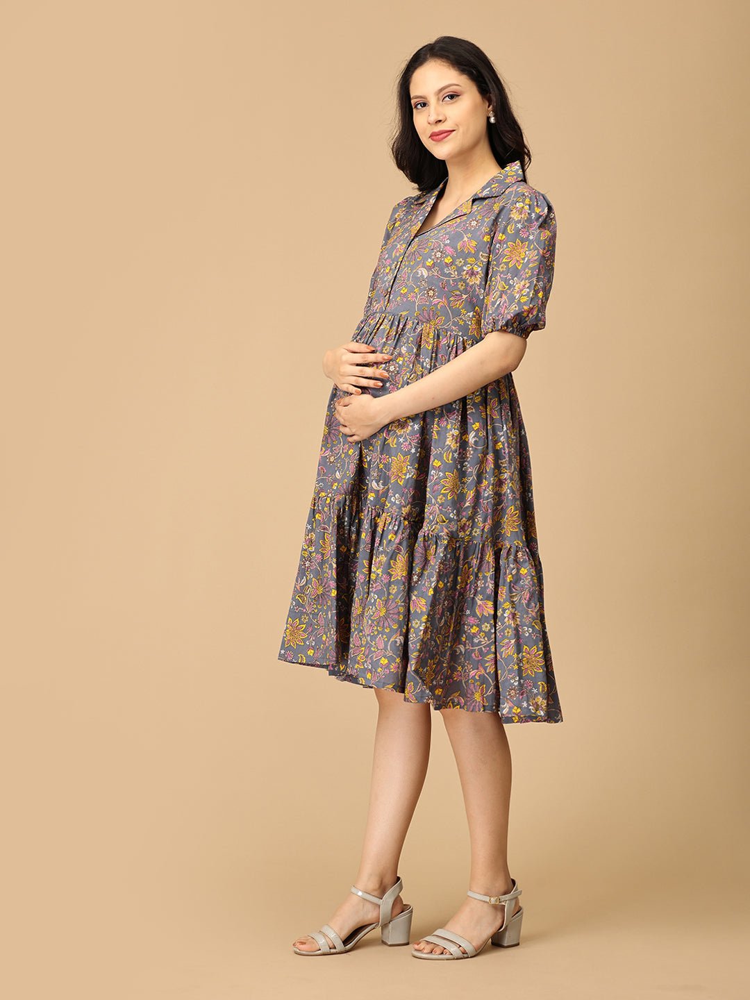 Slate Symphony Maternity and Nursing Dress - DRS - SK - SLTS - S