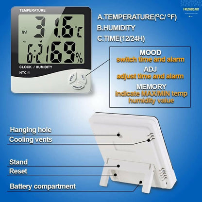 HTC-1 Indoor Temp & Humidity Monitor with wall mounted clock - HalfPe