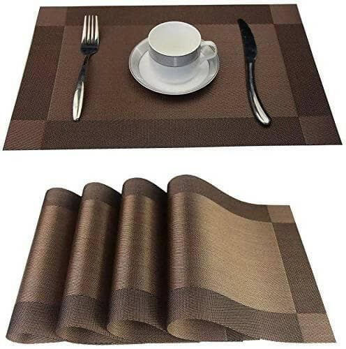 P-plus international washable PVC vinyl heat resistant dinner table mats (set of 4) - HalfPe