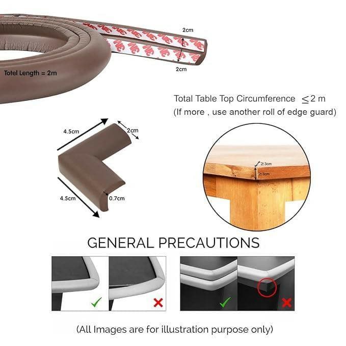 Safe-O-Kid (Set Of 20) Baby Proofing Combo Of L-Shaped 2 Mtr Long Mini 4 Edge Guards With 16 Corner Protectors For Sharp Edges For Babies (Multicolour) - HalfPe