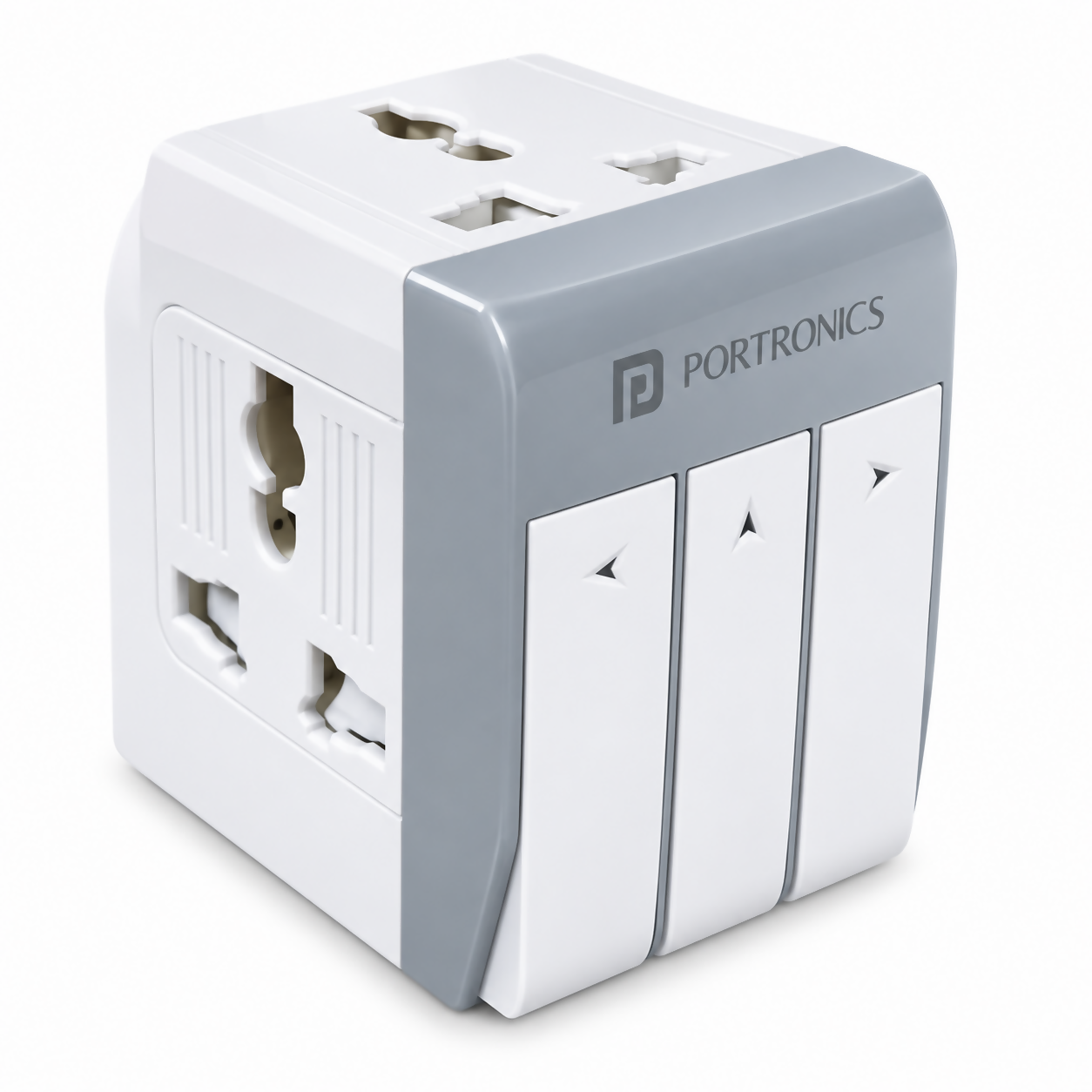 Portronics Swix 3 Pin Universal Multiplug Power Extender with Switch, LED Indicator, 6A High Power, Grey – POR 3525