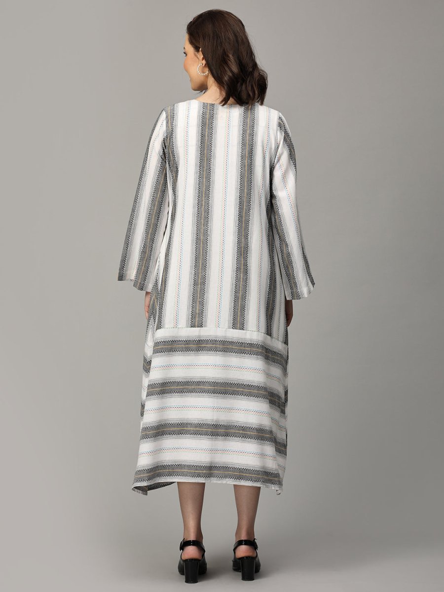 Stormy Sky Stripe Maternity and Nursing Shacket Dress - DRS-SK-STMSK-S