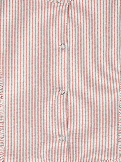 Striped Frill Sleeveless Girls Romper