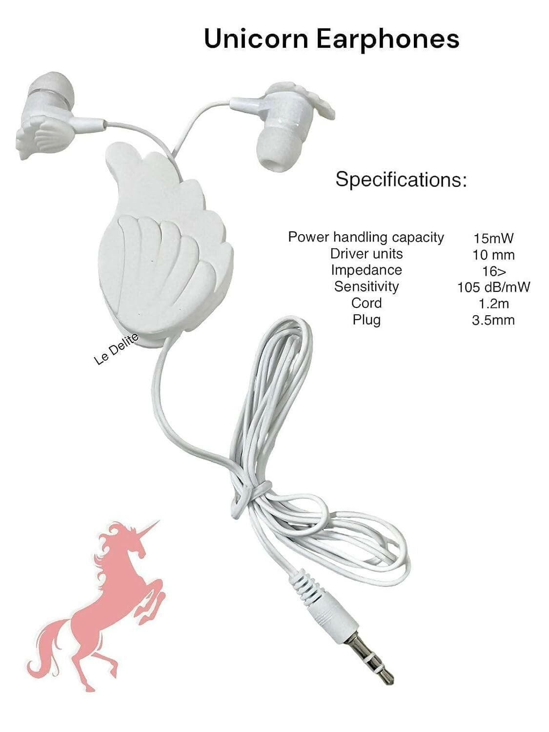 Unicorn Theme Earphones (White) - HalfPe