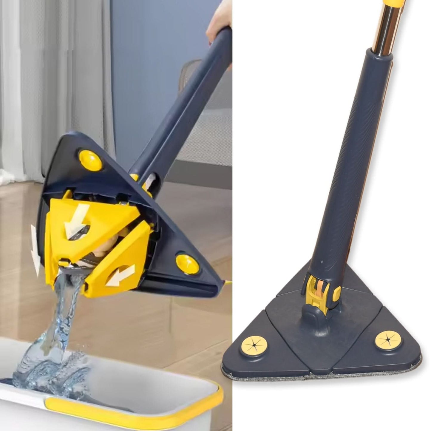 Push-Pull Triangle Mop Stainless Steel Handle, Floor & Window Use