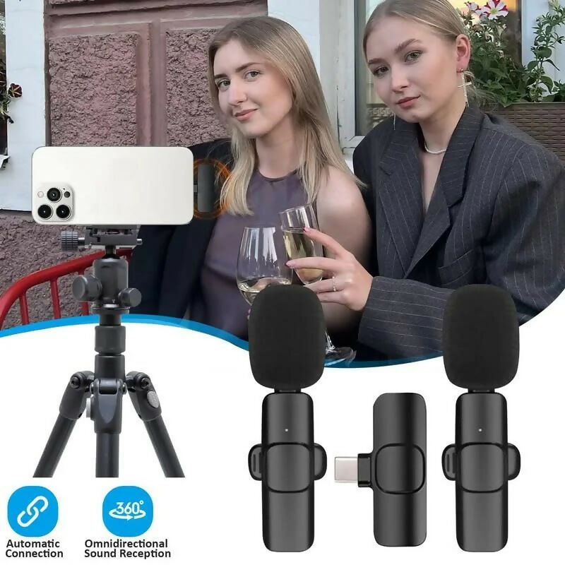 K9 Dual Wireless Lavalier Microphone with Type-C Receiver for Mobile, Vlogging & Online Meetings JPS PRODUCTS (ACHSA)