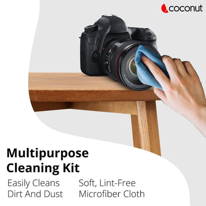 CS02 - 2 in 1 Cleaning Kitt with Brush, Lint-free microfibre cloth & soft Cloth - HalfPe