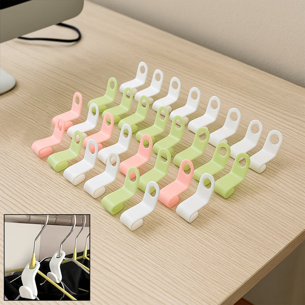 30 Pcs Multi-Color Hanger Connector Hooks with Space Saving Wardrobe Organizer Clips for Clothes &amp; Accessories