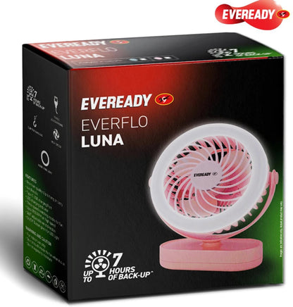 Eveready Everflo Luna Rechargeable Table Fan with LED Ring Light – Up to 7 Hours Backup HalfPe - FW -TPT