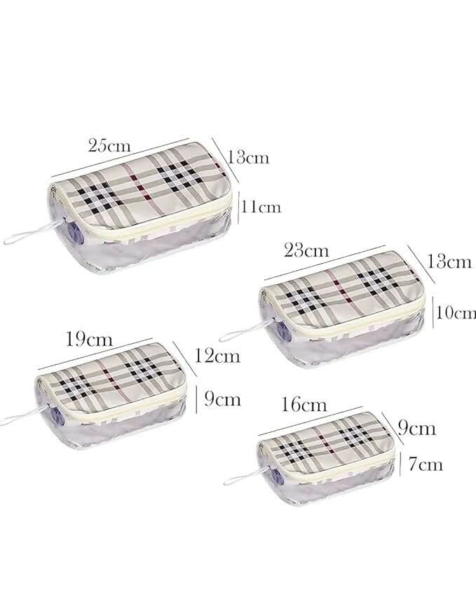 Multipurpose Transparent Travel Pouches Makeup, Toiletry, and Shaving Kit Organizer Bags for Women (Set of 4, TPT) NATIONALBAGS & BELTS